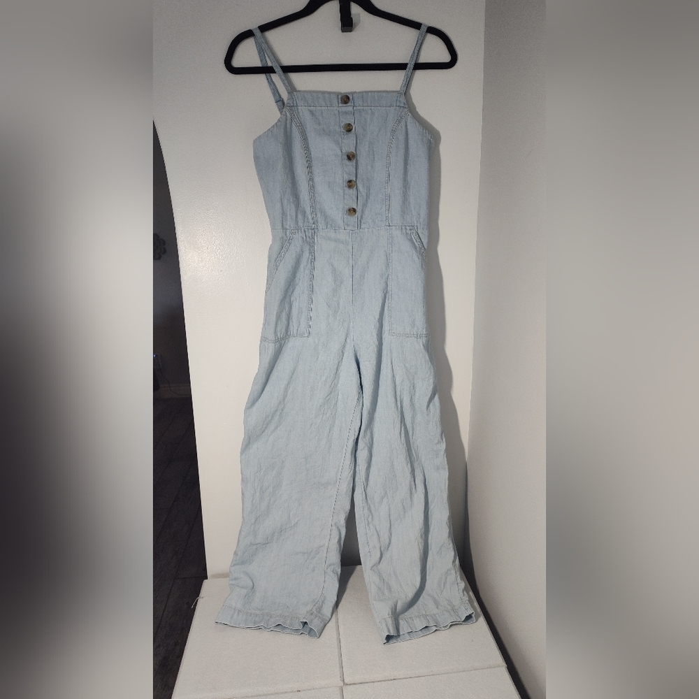 Light Blue Denim Jumpsuit with Button Front Size S #634